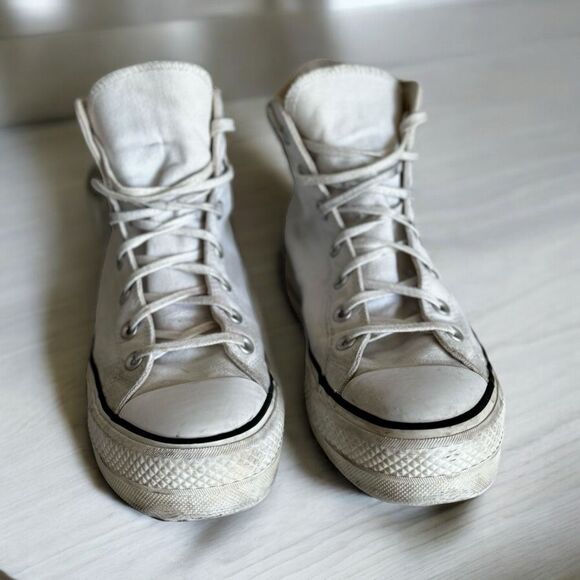 Converse White Chuck Taylor All Stars High Top Platform Sneakers Size 9.5 - Picture 3 of 11